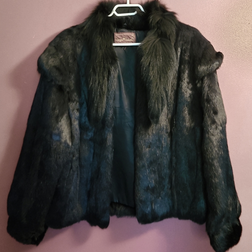 Vintage 100% Rabbit fur coat with satin lining